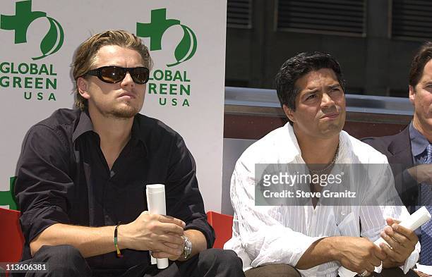 Leonardo DiCaprio & Esai Morales during Global Green USA Releases Climate Change Report, Calls on President Bush to Attend Upcoming Earth Summit In...