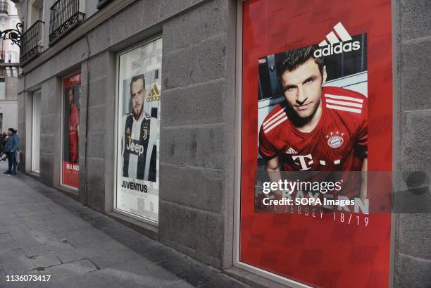 An Adidas Advertisement seen on a Adidas store in Madrid.