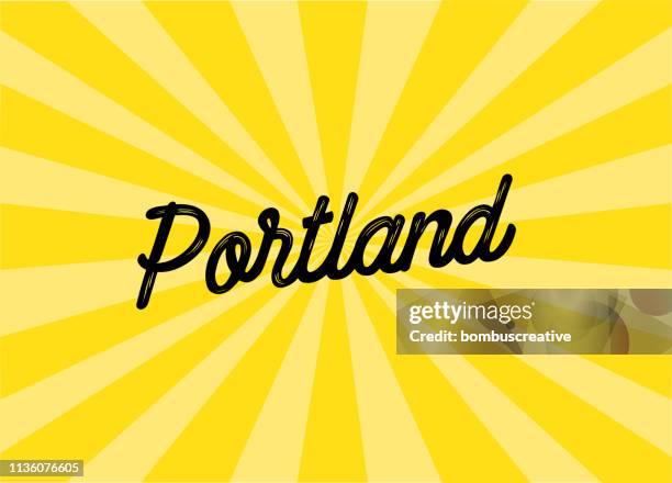 illustrazioni stock, clip art, cartoni animati e icone di tendenza di portland lettering design - welcome segnale inglese