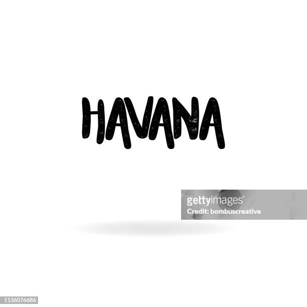 havana lettering design - cuba stamp stock illustrations