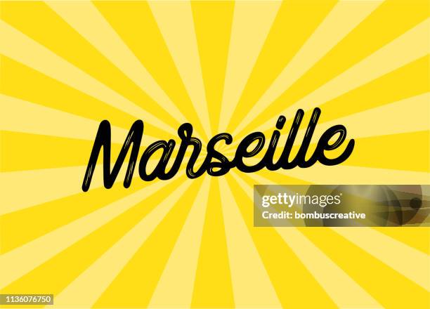 stockillustraties, clipart, cartoons en iconen met marseille belettering design - provence