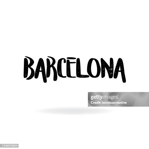 barcelona lettering design - stencil font stock illustrations