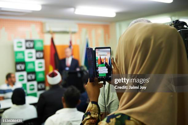 Bill Shorten addresses the Islamic community at the Islamic Council of Victoria on March 16, 2019. At least 49 people are confirmed dead, with more...