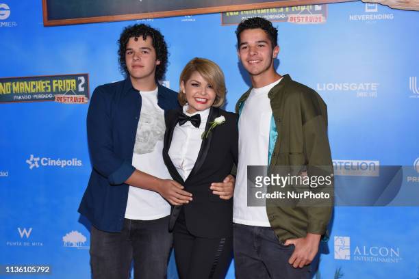 Itati Cantoral poses for photos during the red carpet of 'No Manches Frida 2' film premiere at Cinepolis Plaza Universidad on April 09, 2019 in...