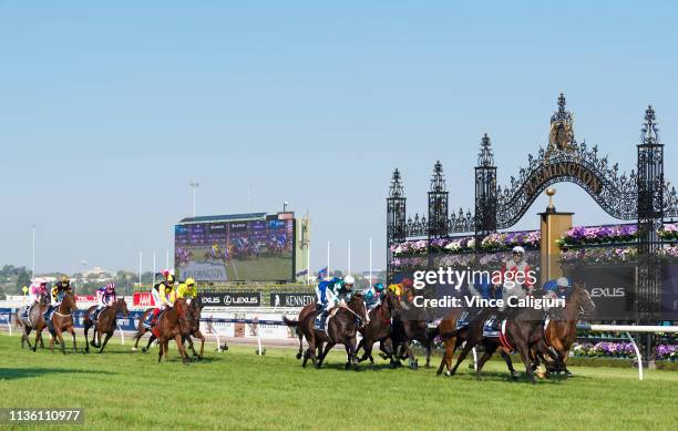 Anthony Darmanin riding Mystic Journey defeats Hugh Bowman riding Alizee and William Buik riding Hartnell and Le Romain on rail in Race 8, The All...