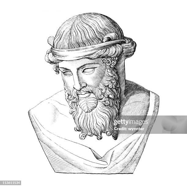 bildbanksillustrationer, clip art samt tecknat material och ikoner med bust of plato, ancient greek philosopher - klassisk grekisk stil