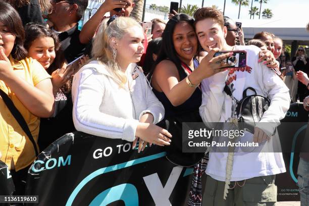 Daniel Seavey of the Boy Band 'Why Don't We' visits Extra at Universal Studios Hollywood on March 15, 2019 in Universal City, California.