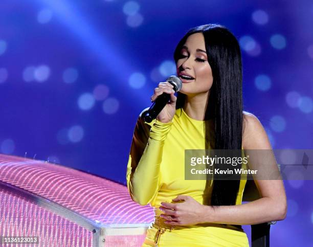 Kacey Musgraves performs onstage at the 2019 iHeartRadio Music Awards which broadcasted live on FOX at Microsoft Theater on March 14, 2019 in Los...