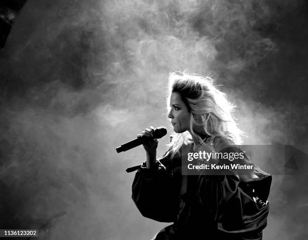 Halsey performs onstage at the 2019 iHeartRadio Music Awards which broadcasted live on FOX at Microsoft Theater on March 14, 2019 in Los Angeles,...