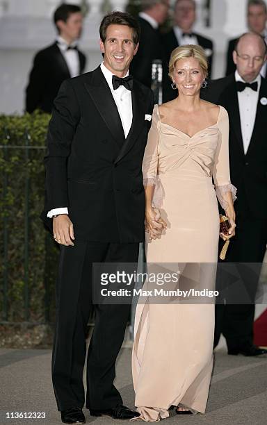 Crown Prince Pavlos of Greece and Crown Princess Marie-Chantal of Greece attend a gala Pre-Wedding dinner on the eve of the Royal Wedding of Prince...