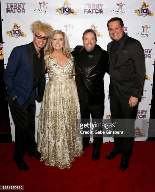 Magician/comedian Murray SawChuck, Angie Fiore Fator and her husband, comic ventriloquist and impressionist Terry Fator, and magician Douglas "Lefty"...