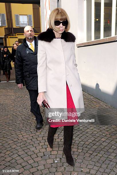 Anna Wintour attends the Fendi fashion show as part of on Milan Fashion Week Womenswear Autumn/Winter 2011 on February 24, 2011 in Milan, Italy.