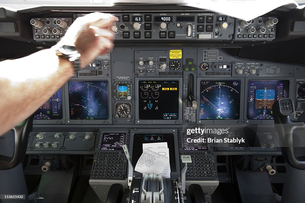 Control Panel in Airplane Cockpit