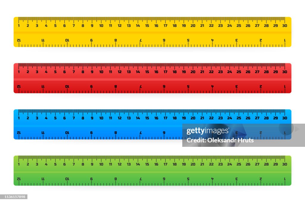 Standard 30 Cm Ruler Wooden Rulers 30 Centimeters With Shadows Isolated On White Measuring ...