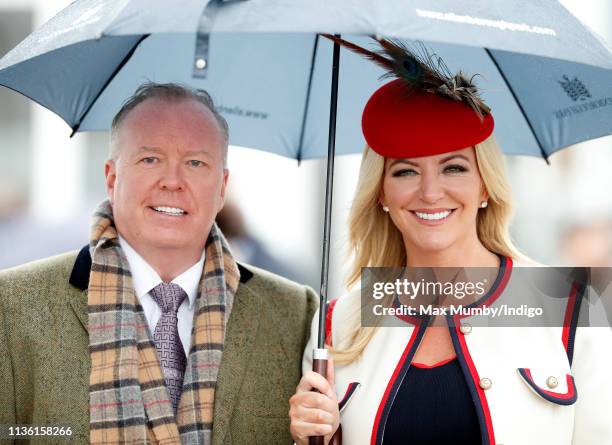 Doug Barrowman and Baroness Michelle Mone attend day 4 'Gold Cup Day' of the Cheltenham Festival at Cheltenham Racecourse on March 15, 2019 in...