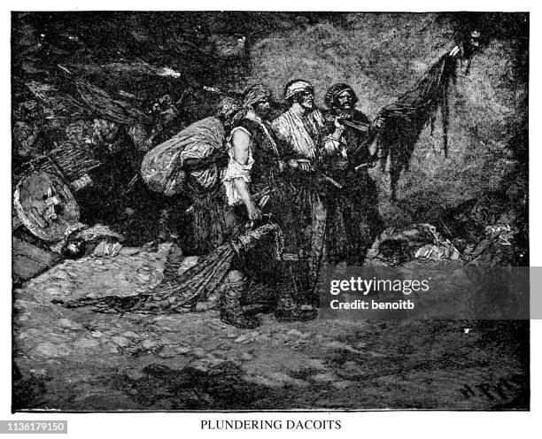 plundering dacoits - looting stock illustrations