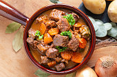 Food concept french classic beefs stew estouffade de boeuf with copy space