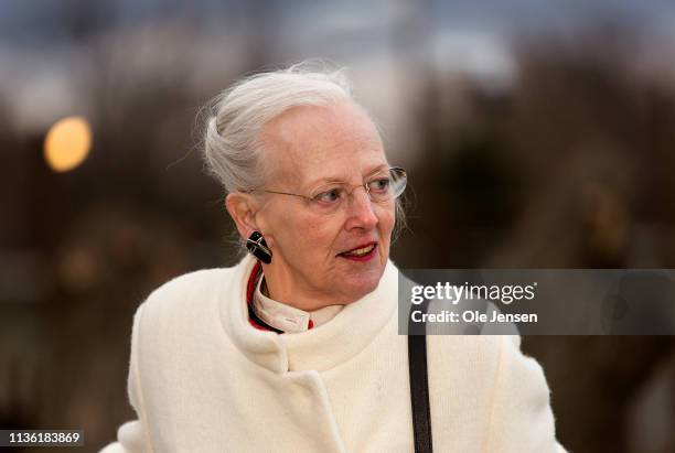 Queen Margrethe II of Denmark during the opening of the new Panda facility at Copenhagen Zoo on April 10, 2019 in Copenhagen, Denmark. The two Pandas...