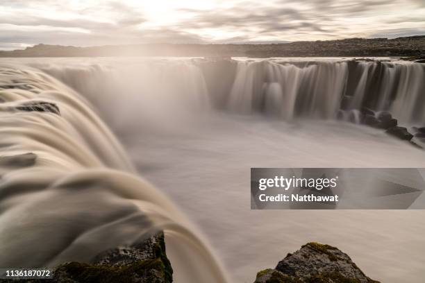 view over selfoss waterfall, north iceland - dettifoss falls stock pictures, royalty-free photos & images