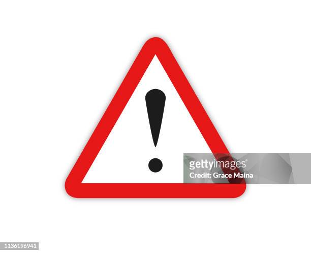 warning sign symbol with exclamation mark icon  - vector - failure stock illustrations