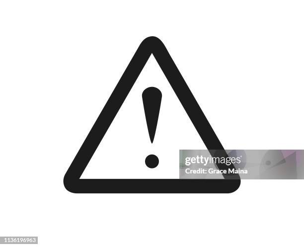 warning sign symbol with exclamation mark icon - vector - exclamation mark stock illustrations