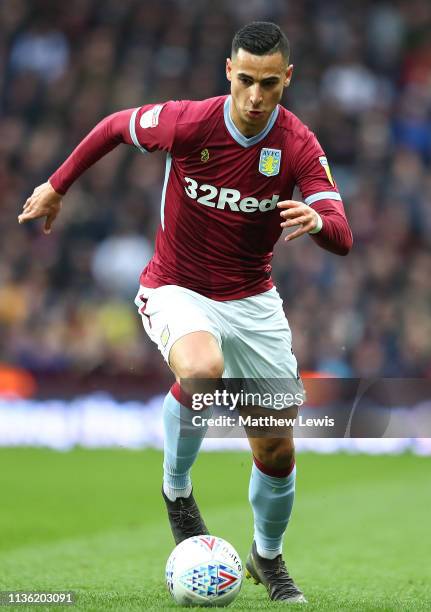 Anwar El Ghazi of Aston Villa in action during the Sky Bet Championship match between Aston Villa and Middlesbrough at Villa Park on March 16, 2019...