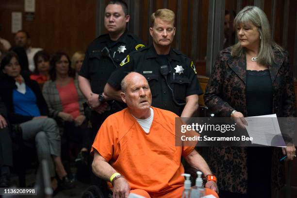 Joseph James DeAngelo, the suspected East Area Rapist, is arraigned in a Sacramento courtroom and charged with murdering Katie and Brian Maggiore in...