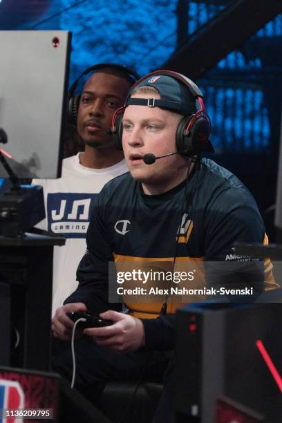 KevDontMiss of Jazz Gaming stares on during the game against Pacers Gaming on April 10, 2019 at the NBA 2K Studio in Long Island City, New York. NOTE...