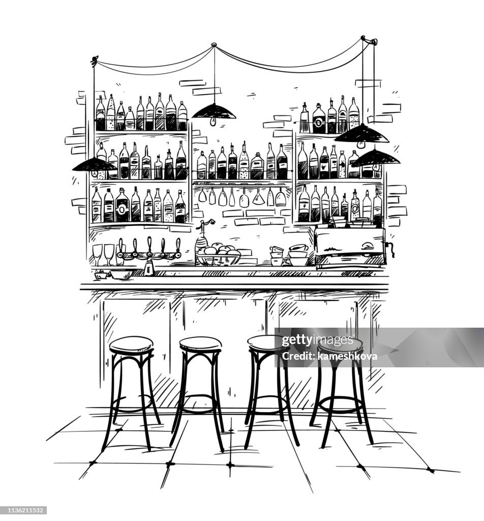 Bar Interior Setting Vector Sketch High-Res Vector Graphic - Getty Images