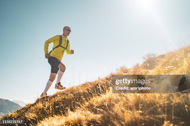 langlauf-bergkamm - trailrunning stock-fotos und bilder