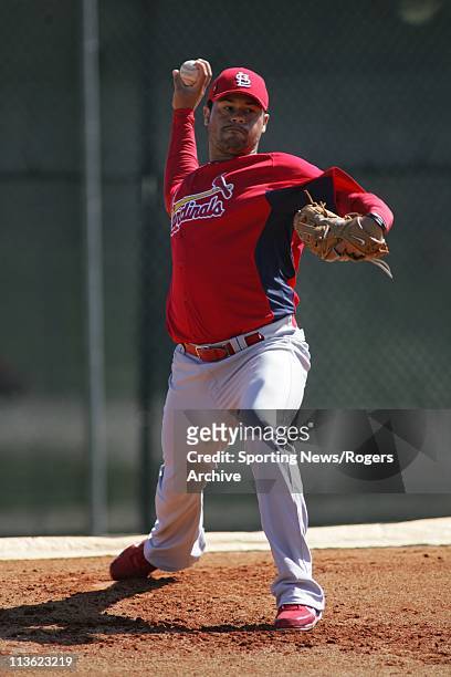 Ian Snell of the St. Louis Cardinals throws the ball in a game against the Florida Marlins at Roger Dean Stadium on March 1, 2011 in Jupiter, Florida.