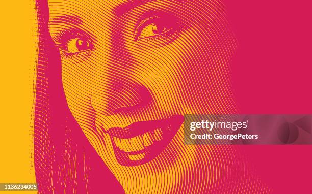 stockillustraties, clipart, cartoons en iconen met close-up van de glimlach van een jonge vrouw - toothy smile