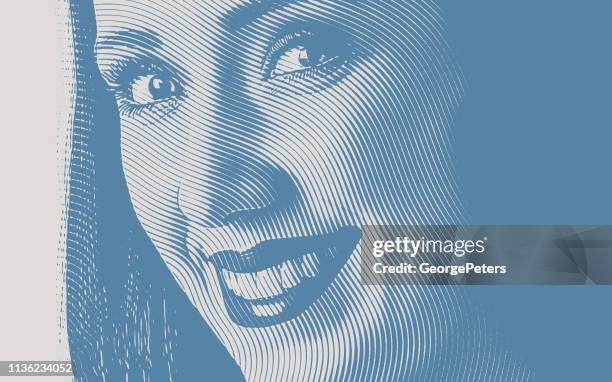 stockillustraties, clipart, cartoons en iconen met close-up van de glimlach van een jonge vrouw - portrait smile