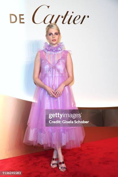 Lucy Boynton during the Clash de Cartier event at la Conciergerie on April 10, 2019 in Paris, France.