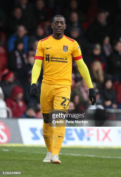 Marvin Sordell of Northampton Town in action during the Sky Bet League Two match between Grimsby Town and Northampton Town at Blundell Park on March...