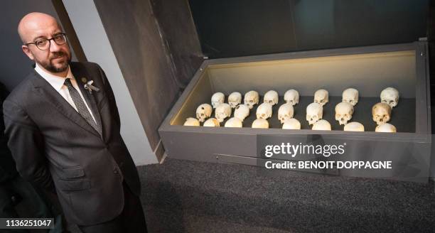Belgian Prime Minister Charles Michel pictured during a commemoration on the 25th anniversary of the Rwandan genocide at the 'Kigali Genocide...