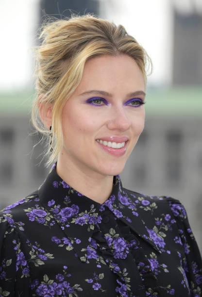 Scarlett Johansson attends the "Avengers Endgame" photocall at Corinthia London on April 11, 2019 in London, England.