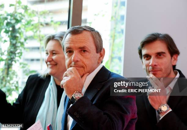 President of the French telecommunication group SFR-Altice France Alain Weill looks on prior to a press conference to present Altice France 2019...