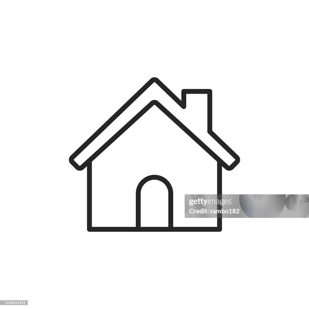 Home Building Line Icon. Editable Stroke. Pixel Perfect. For Mobile and Web.