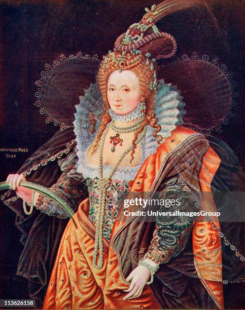 Queen of England From the painting by Zucchero at Hatfield House.