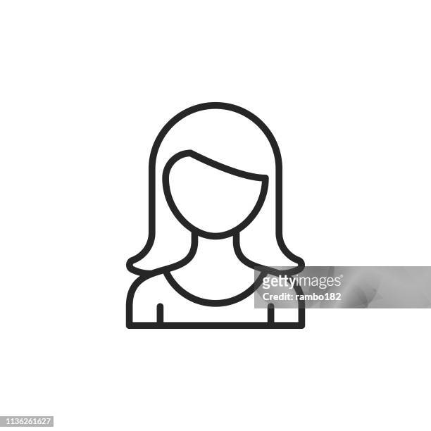 ilustraciones, imágenes clip art, dibujos animados e iconos de stock de mujer avatar, icono de línea de usuario. trazo editable. pixel perfect. para móvil y web. - females