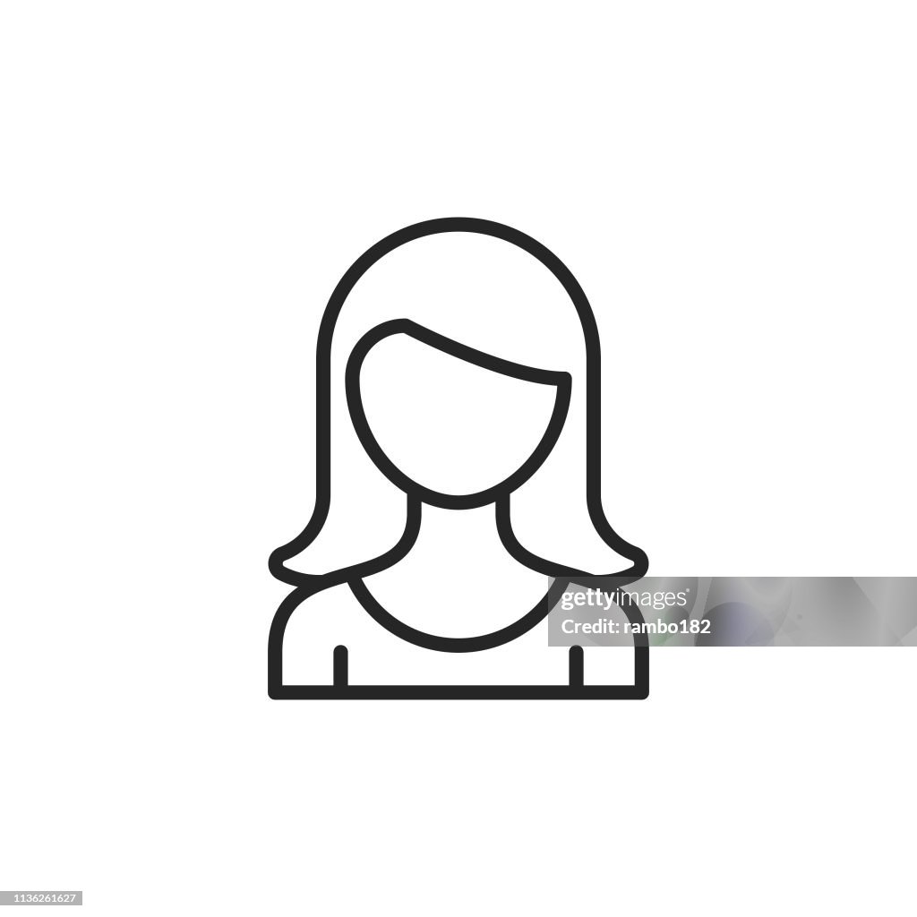 Woman Avatar, User Line Icon. Editable Stroke. Pixel Perfect. For Mobile and Web.