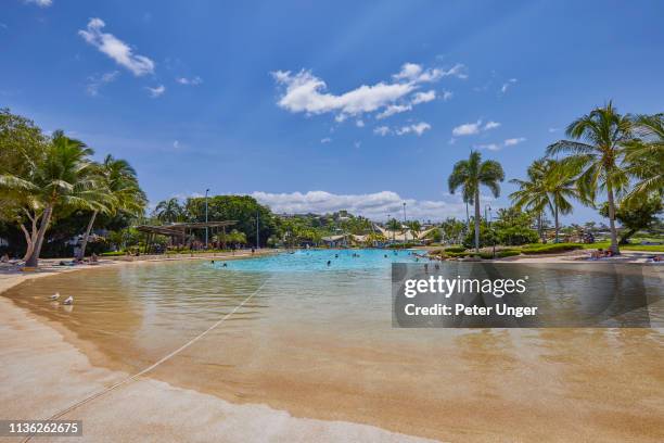 airlie beach public swimming lagoon,airlie beach,queensland,australia - airlie beach stock pictures, royalty-free photos & images