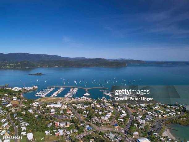 aerial view of abell point marina,airlie beach,queensland,australia - airlie beach stock pictures, royalty-free photos & images