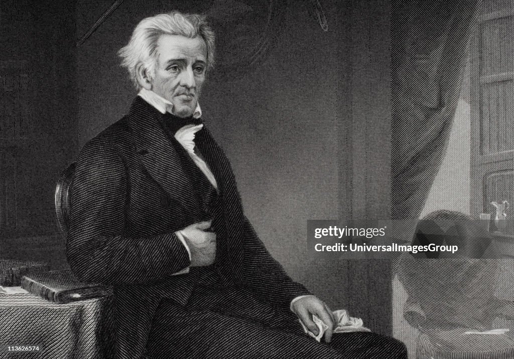 Andrew Jackson 1767 to 1845. 7th President of the United States. From painting by Alonzo Chappel...