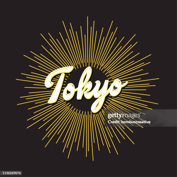 tokyo lettering design - tourism logo stock illustrations