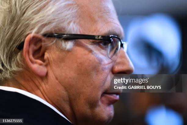 Spanish lawyer Baltasar Garzon, defence coordinator of the Australian editor of WikiLeaks, Julian Assange, attends a meeting with journalists in...