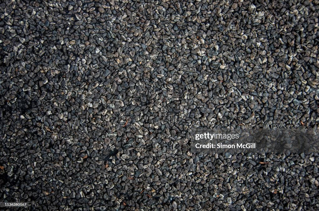 Asphalt and gravel road surface