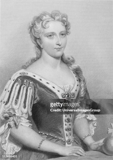 Caroline of Ansbach,1683-1737. Queen consort of King George II of England. Engraved by G. Brown after J.W.Wright.From the book "The Queens of...