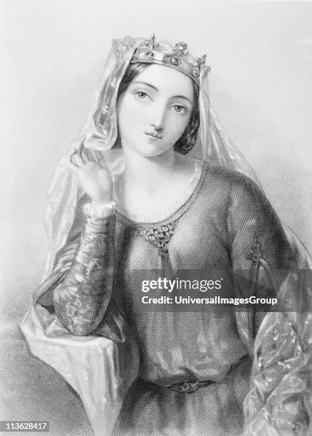 Isabella of Angouleme,1188-1246. Queen of King John of England. Engraved by B. Eyles after A. Bonvier. From the book "The Queens of England, Volume...